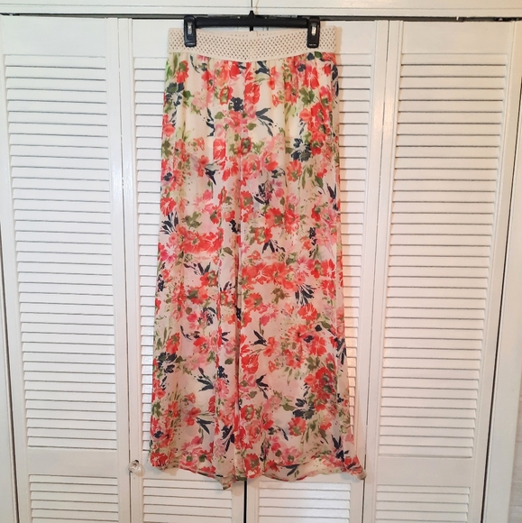 Others Follow Other - Sheer floral swim cover up palazzo pants LG *B